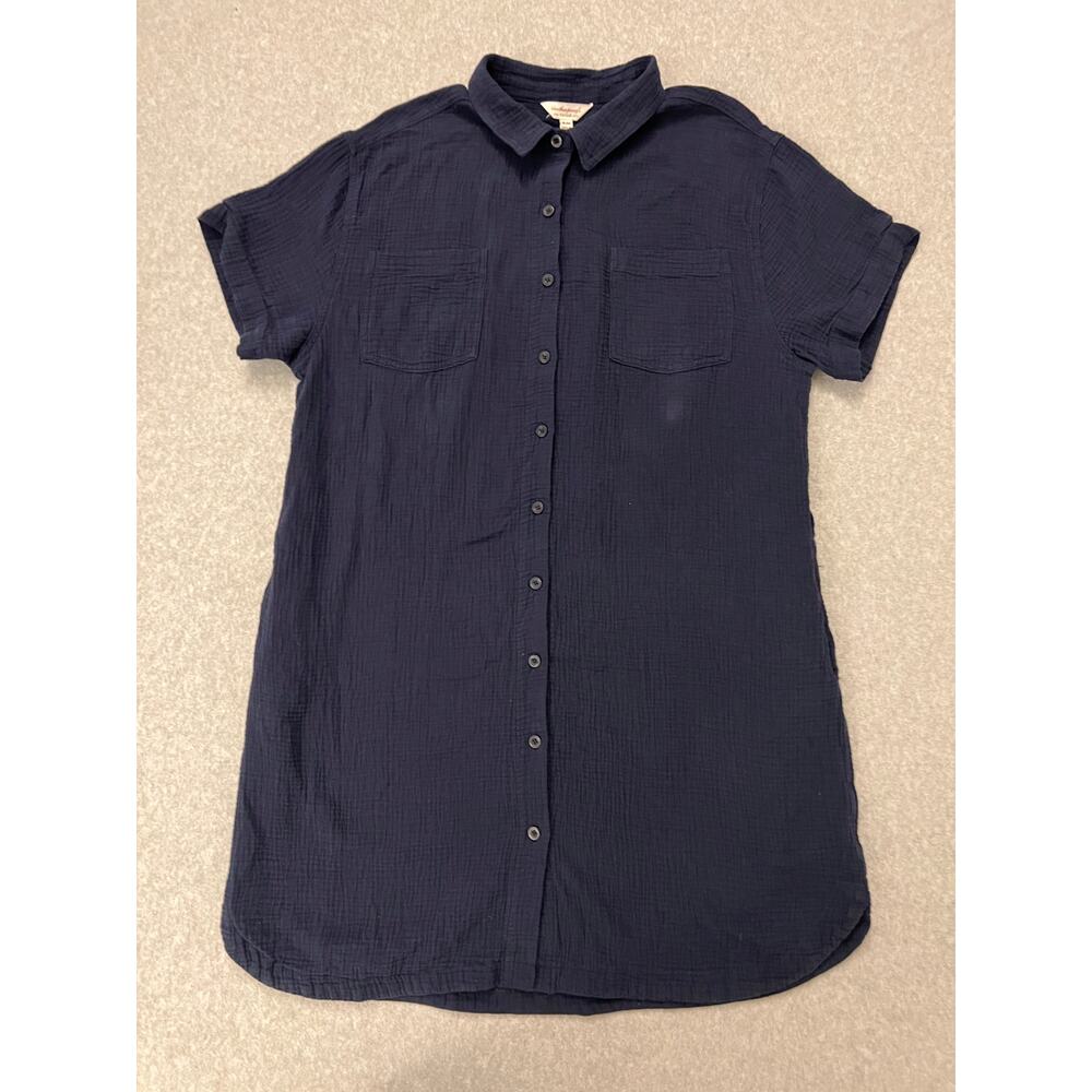 Weatherproof Vintage Tunic Short Dress Womens‎ XL Short Sleeve Button Up Navy
